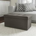 Daphnes Dinnette 30 in. Folding Storage Bench Ottoman With Tufted Foam Padded Lid, Dark Gray DA2008689